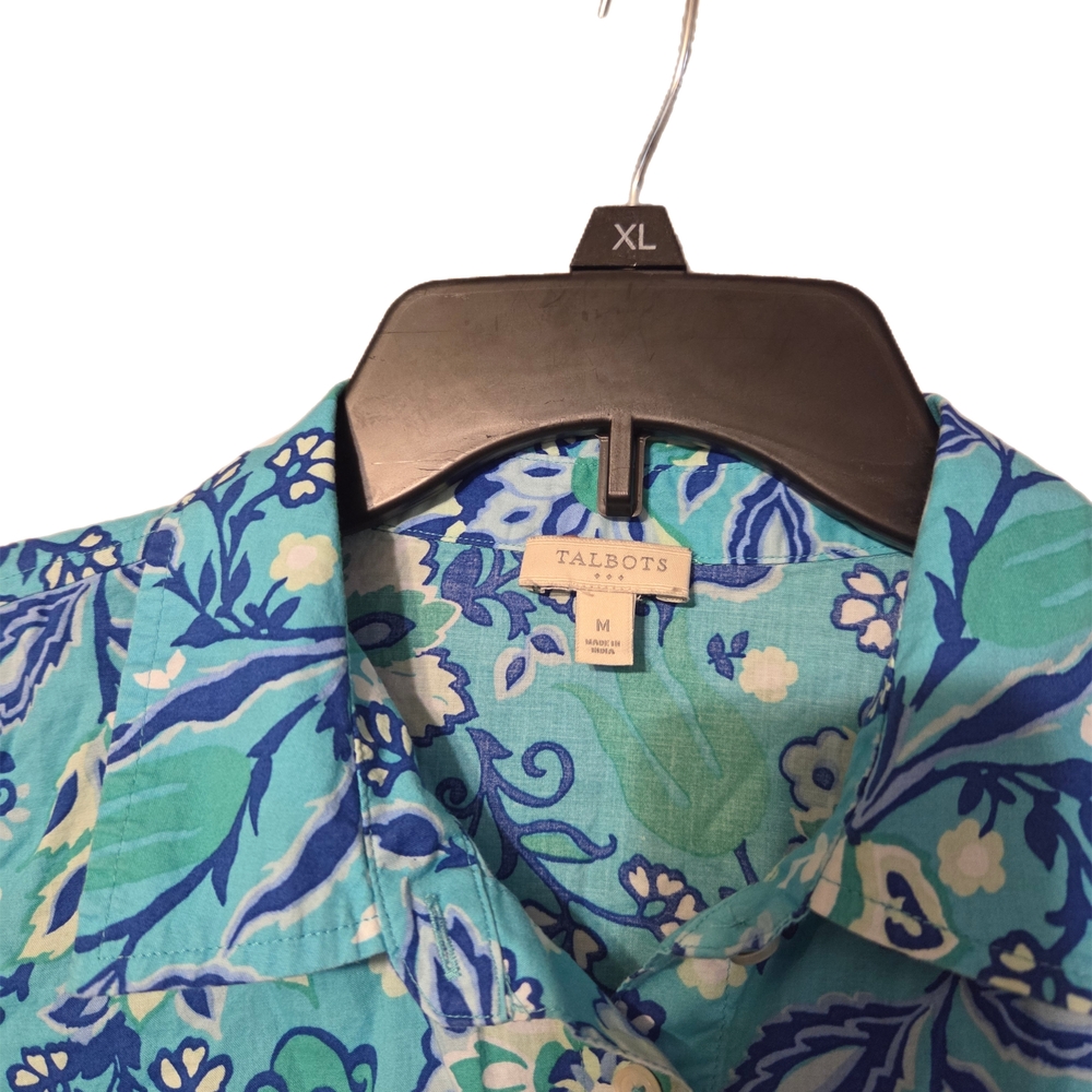 Talbots Blue and Green Floral Shirt - Picture 2 of 3